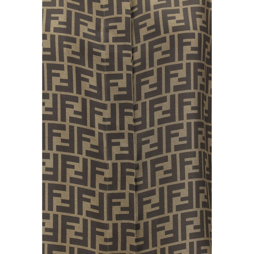 Fendi Brown Silk Pattern Shirt