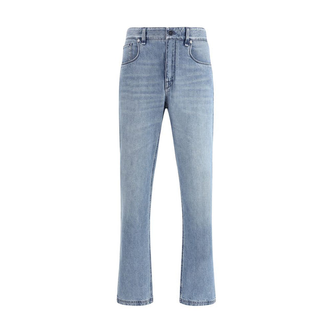 Fendi Light Blue Cotton Straight-Leg Jeans