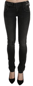 John Galliano Black Washed Low Waist Slim Fit Skinny Denim Pants Jeans