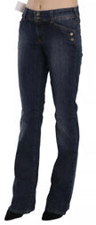 John Galliano Blue Washed Mid Waist Flared Denim Casual Pants Jeans