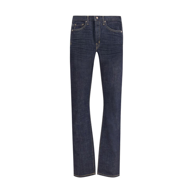 Tom Ford Blue Cotton Straight-Leg Jeans