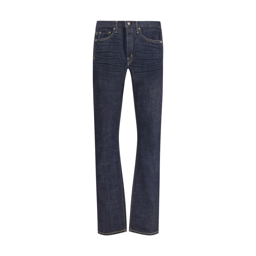 Tom Ford Blue Cotton Straight-Leg Jeans