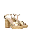 Stuart Weitzman Gold Leather Platform Sandals