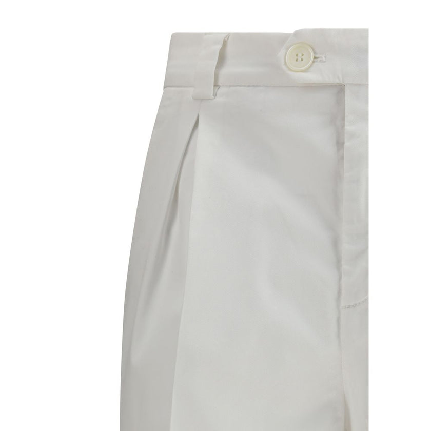 Brunello Cucinelli White Cotton Casual Pants