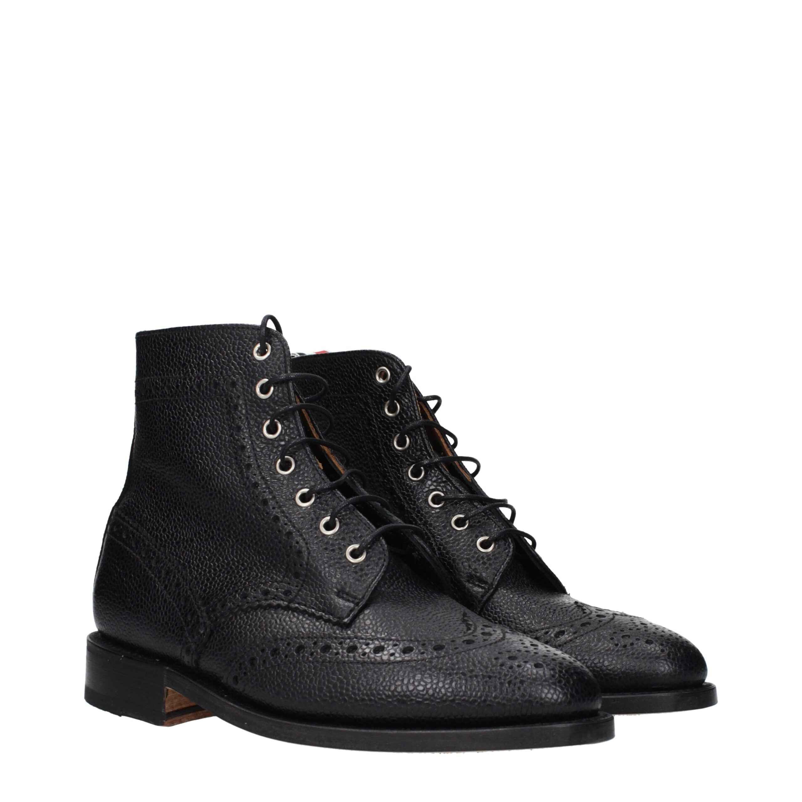 Thom Browne Black Leather Ankle Boots