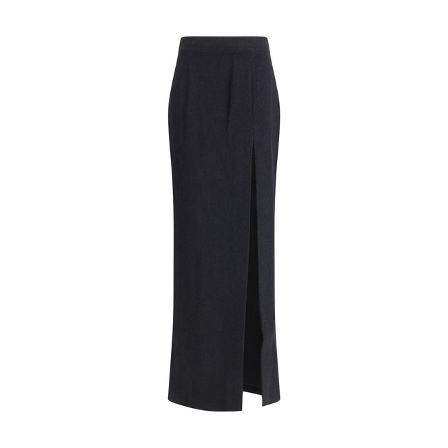 Alessandra Rich Black Fleece Wool Long Skirt - HOLLIN STUDIO