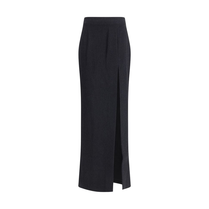 Alessandra Rich Black Fleece Wool Long Skirt - HOLLIN STUDIO
