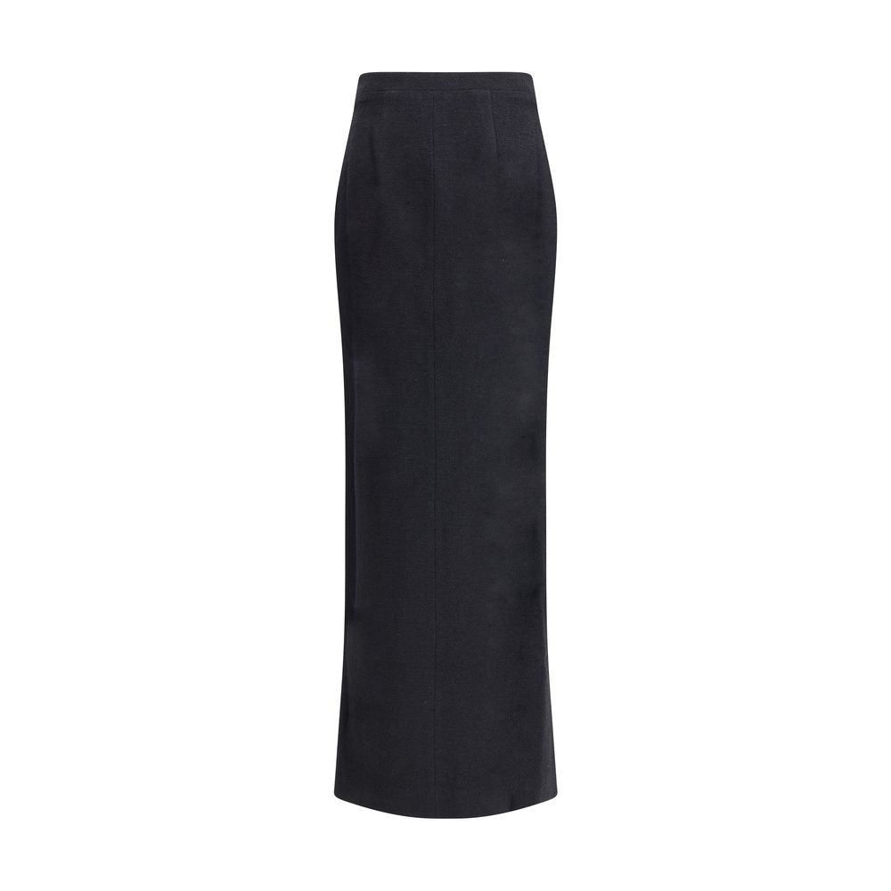 Alessandra Rich Black Fleece Wool Long Skirt - HOLLIN STUDIO