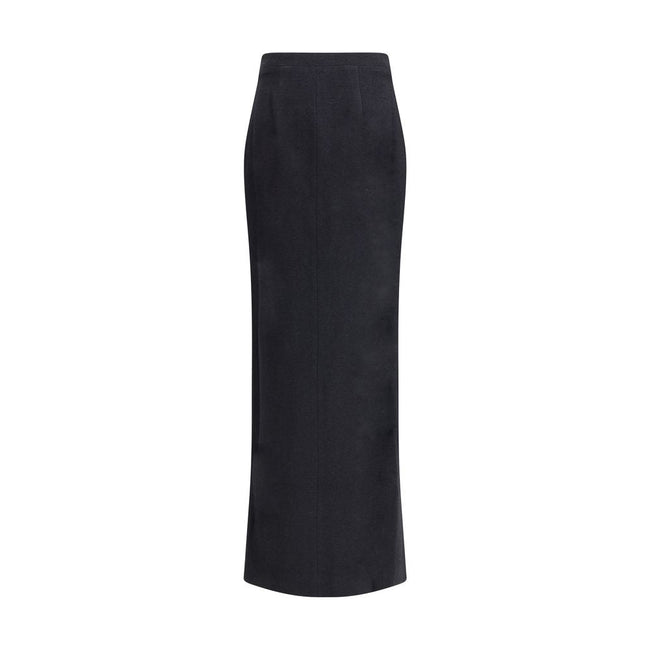 Alessandra Rich Black Fleece Wool Long Skirt - HOLLIN STUDIO