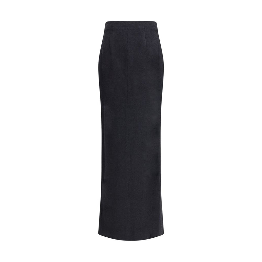 Alessandra Rich Black Fleece Wool Long Skirt - HOLLIN STUDIO
