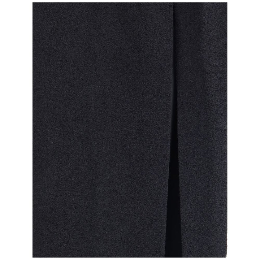 Alessandra Rich Black Fleece Wool Long Skirt - HOLLIN STUDIO