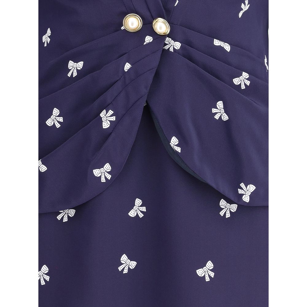 Alessandra Rich Blue Silk Casual Dress - HOLLIN STUDIO