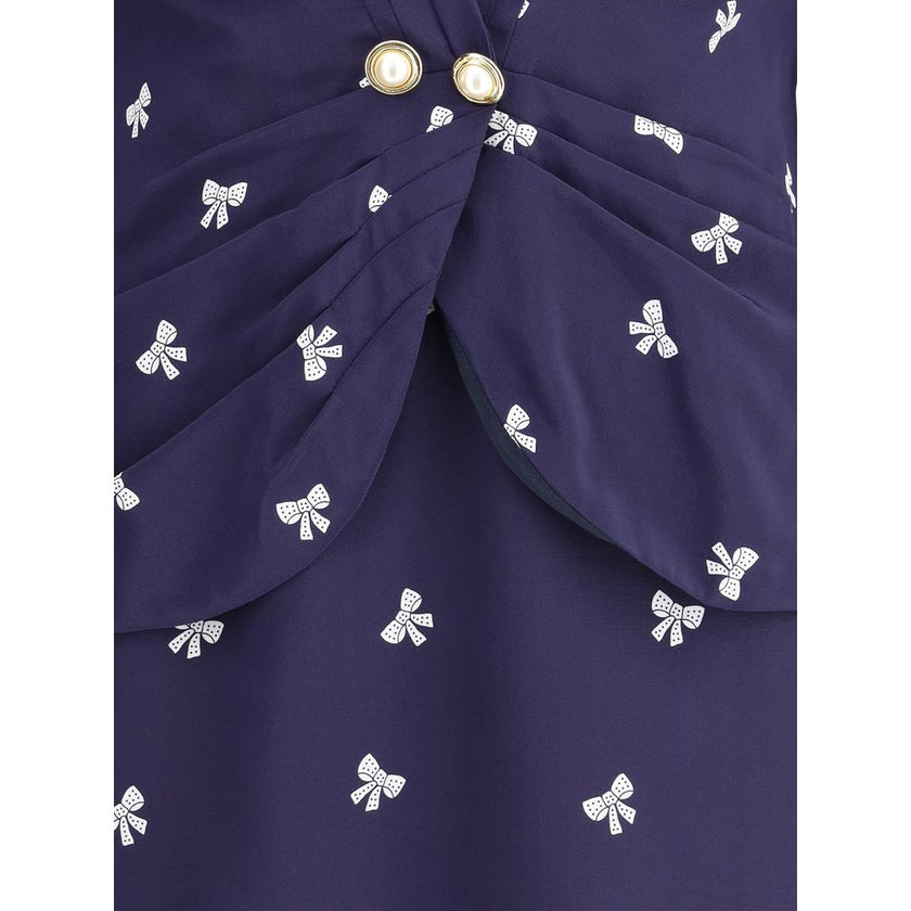 Alessandra Rich Blue Silk Casual Dress - HOLLIN STUDIO