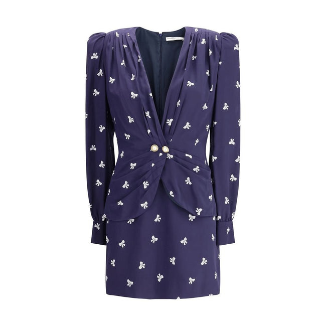 Alessandra Rich Blue Silk Casual Dress - HOLLIN STUDIO