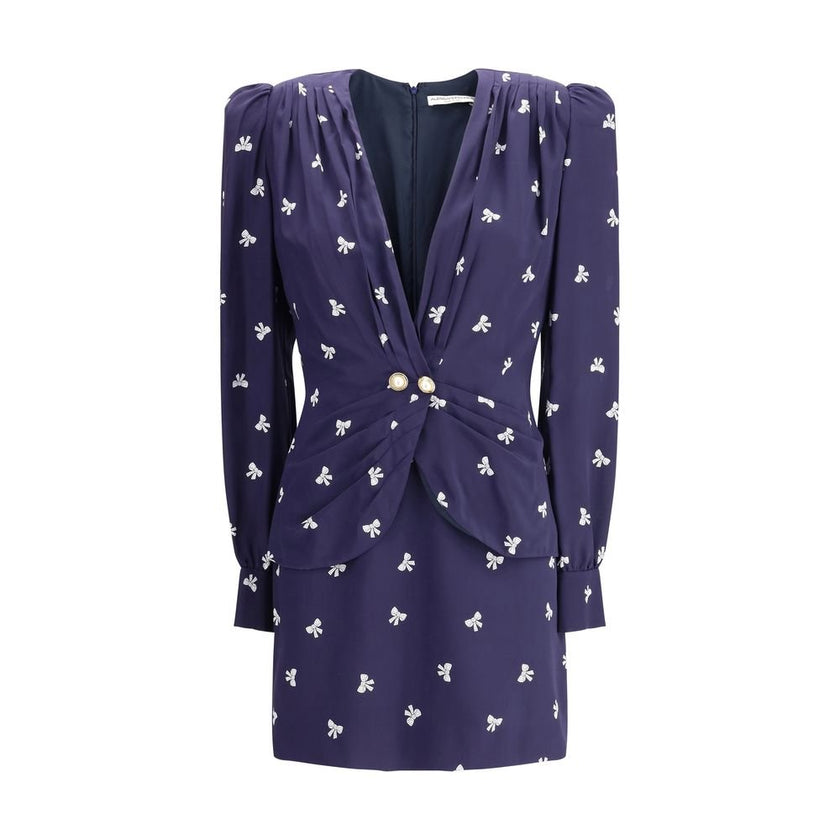 Alessandra Rich Blue Silk Casual Dress - HOLLIN STUDIO