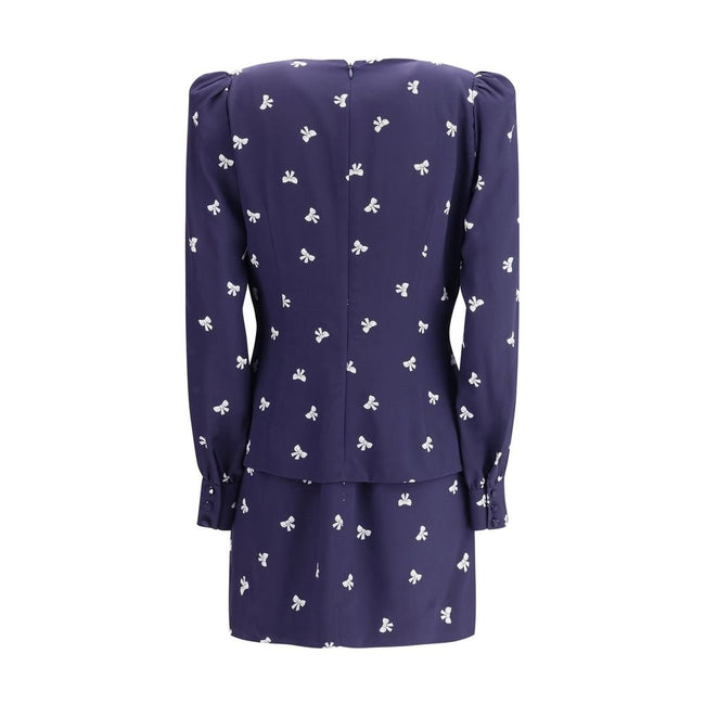 Alessandra Rich Blue Silk Casual Dress - HOLLIN STUDIO