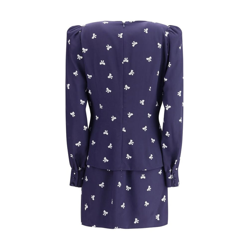 Alessandra Rich Blue Silk Casual Dress - HOLLIN STUDIO