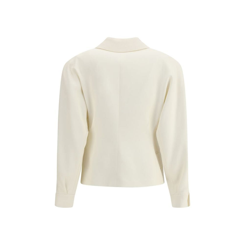 Alessandra Rich Cream Fleece Wool Blazer - HOLLIN STUDIO