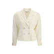 Alessandra Rich Cream Fleece Wool Blazer - HOLLIN STUDIO