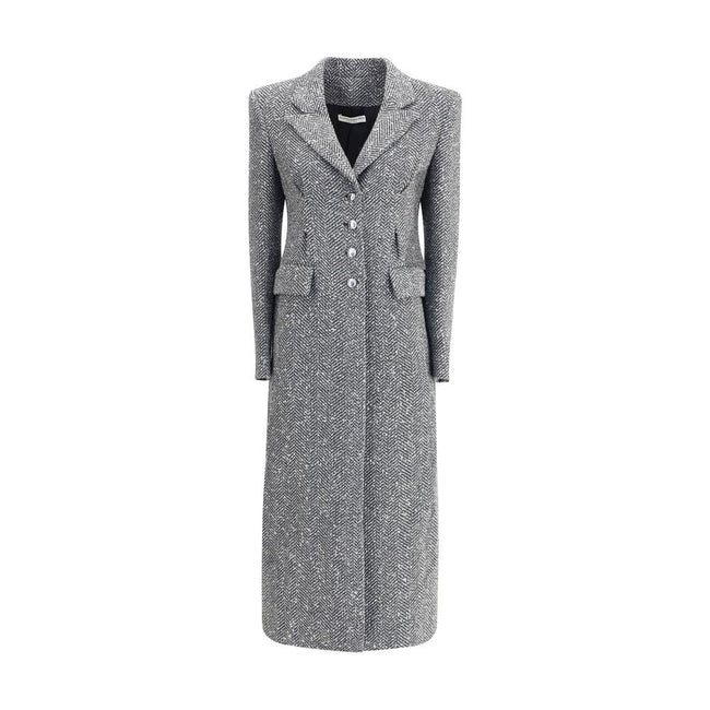 Alessandra Rich Gray Fleece Wool Coat - HOLLIN STUDIO