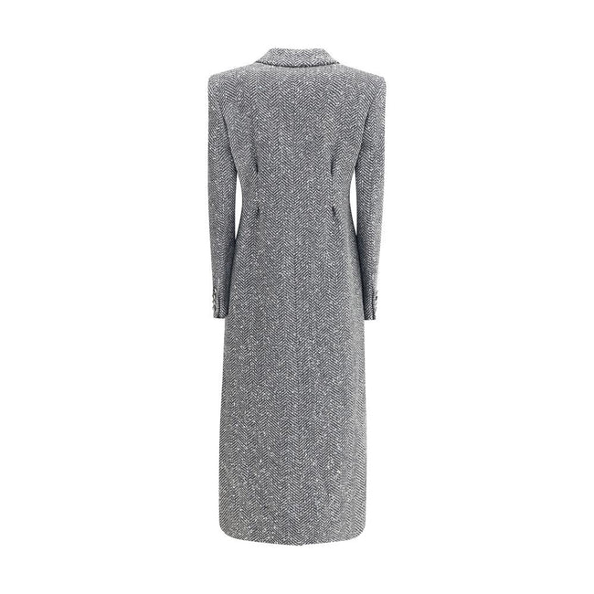 Alessandra Rich Gray Fleece Wool Coat - HOLLIN STUDIO