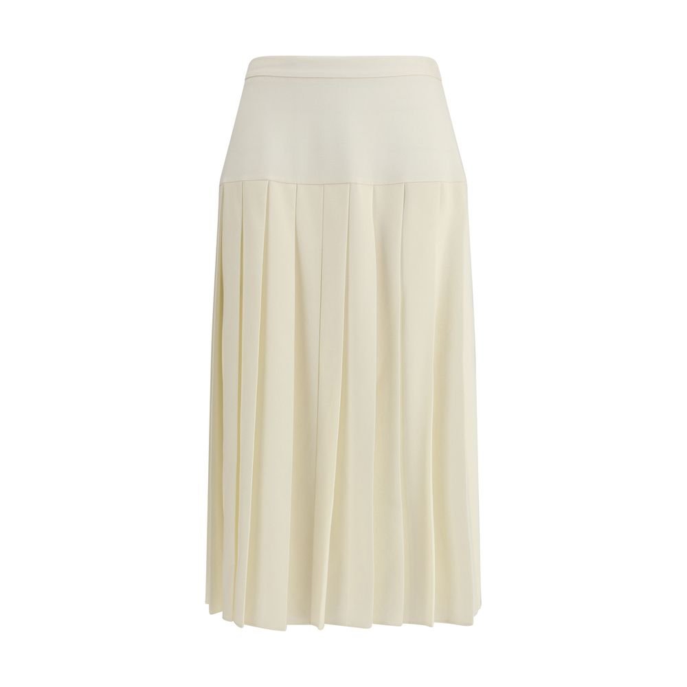 Alessandra Rich White Fleece Wool Midi Skirt - HOLLIN STUDIO