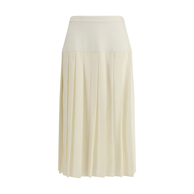 Alessandra Rich White Fleece Wool Midi Skirt - HOLLIN STUDIO