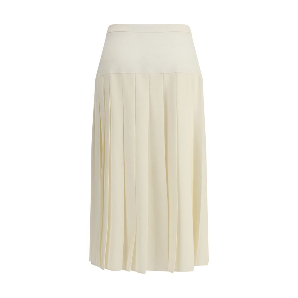 Alessandra Rich White Fleece Wool Midi Skirt - HOLLIN STUDIO