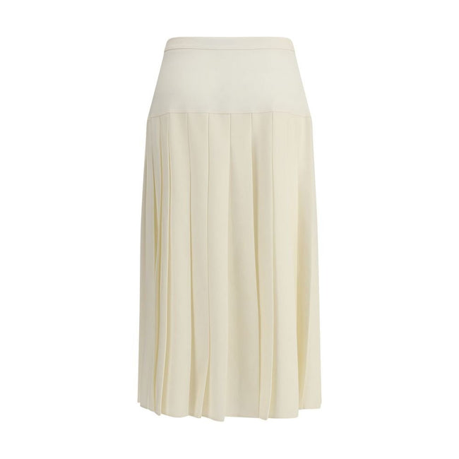 Alessandra Rich White Fleece Wool Midi Skirt - HOLLIN STUDIO