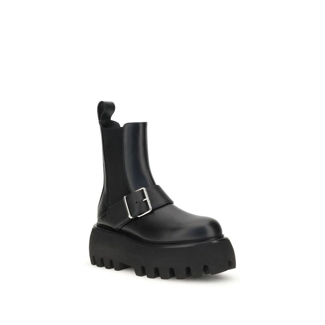 Alexander McQueen Black Calf Leather Bos Taurus Ankle Boots - HOLLIN STUDIO