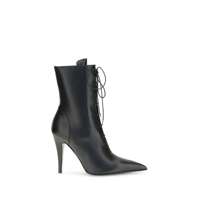 Alexander McQueen Black Calf Leather Bos Taurus Lace - Up Boots - HOLLIN STUDIO