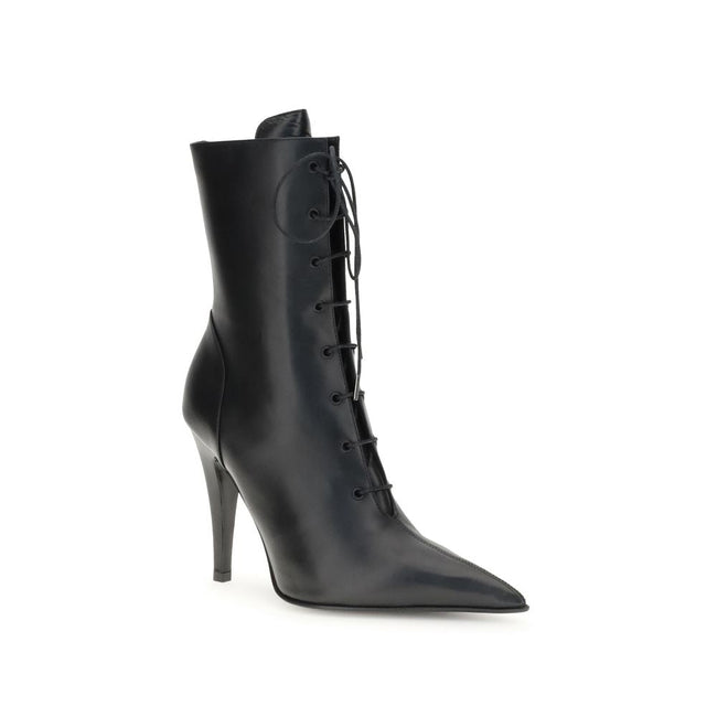 Alexander McQueen Black Calf Leather Bos Taurus Lace - Up Boots - HOLLIN STUDIO