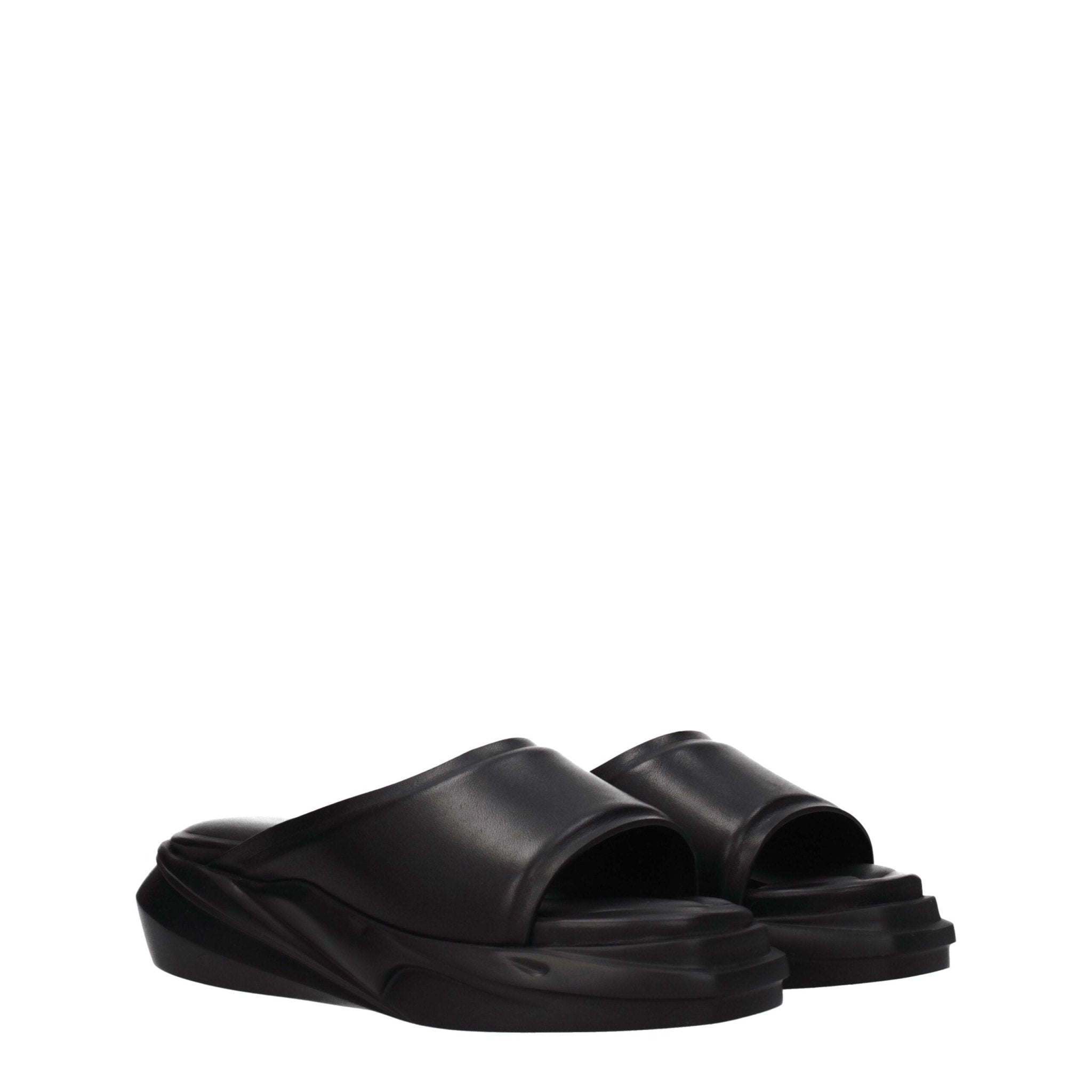 Alyx Black Leather Slippers - HOLLIN STUDIO