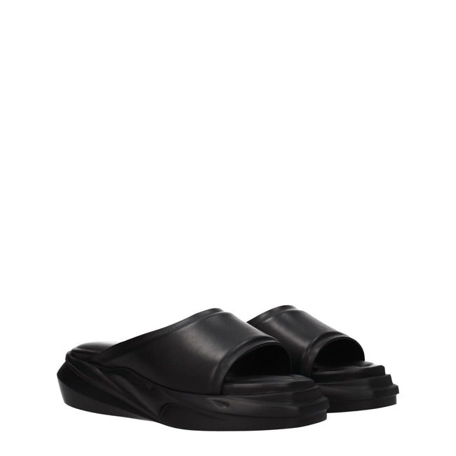 Alyx Black Leather Slippers - HOLLIN STUDIO