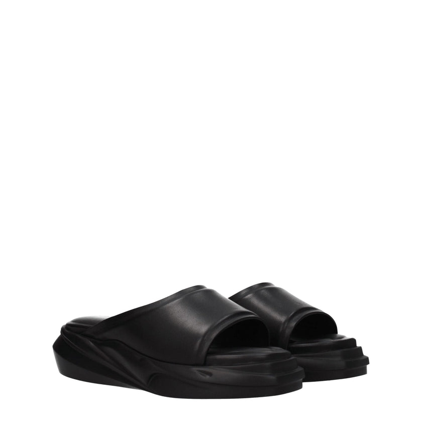 Alyx Black Leather Slippers - HOLLIN STUDIO