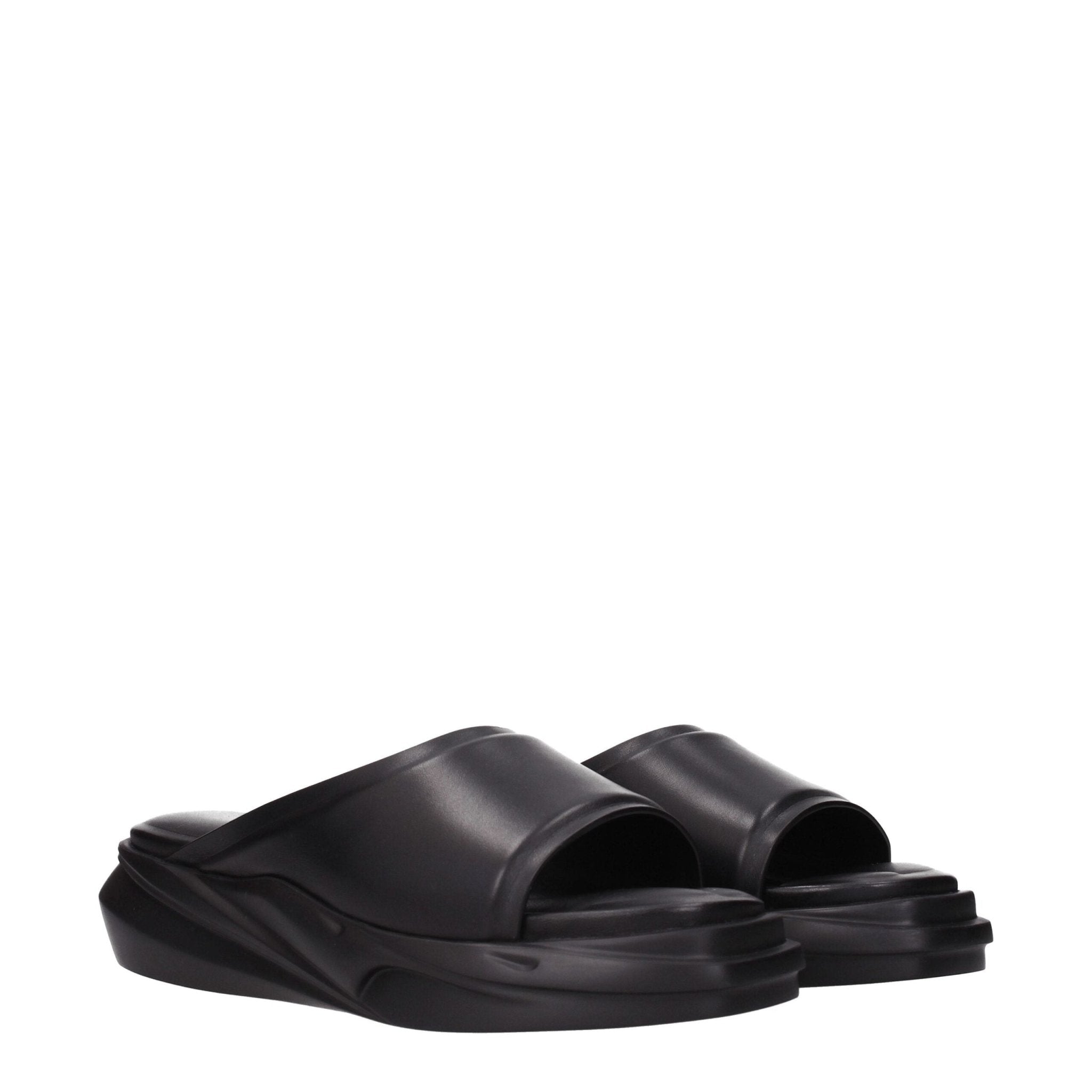 Alyx Black Leather Slippers - HOLLIN STUDIO