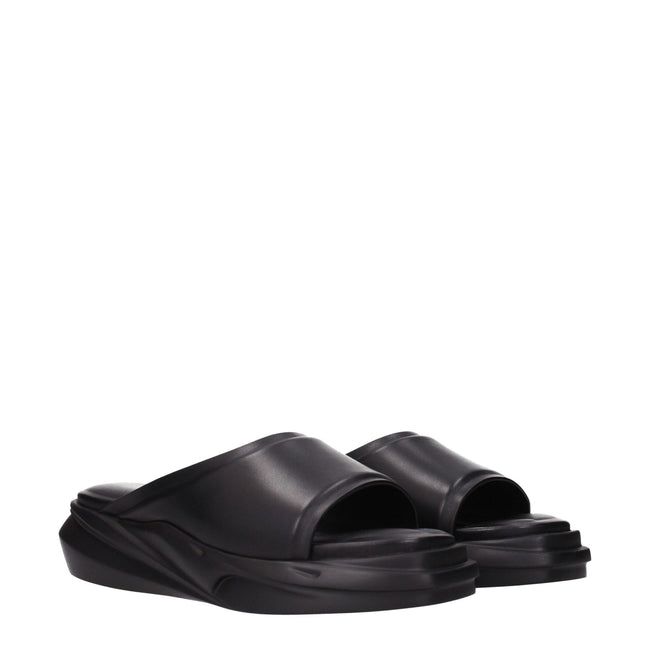 Alyx Black Leather Slippers - HOLLIN STUDIO