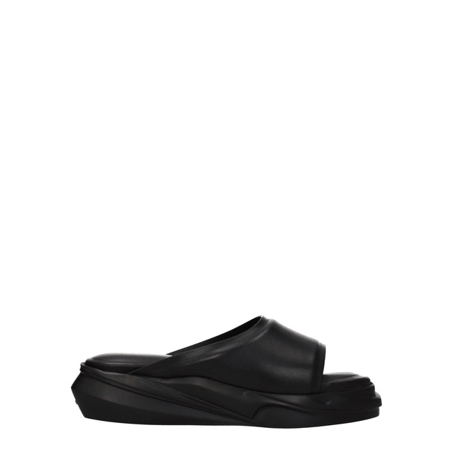 Alyx Black Leather Slippers - HOLLIN STUDIO