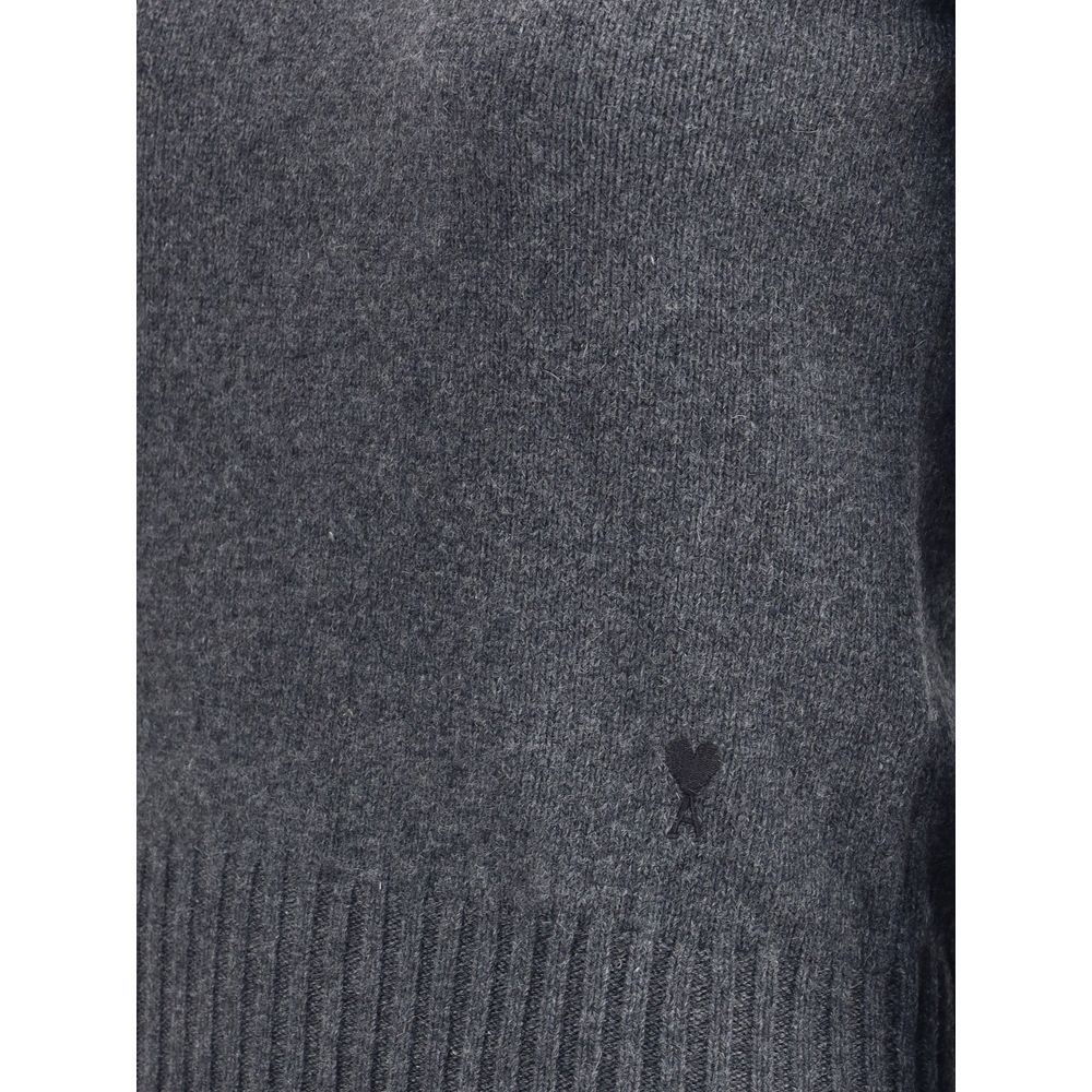 Ami Paris Gray Cashmere Cashmere Sweater - HOLLIN STUDIO