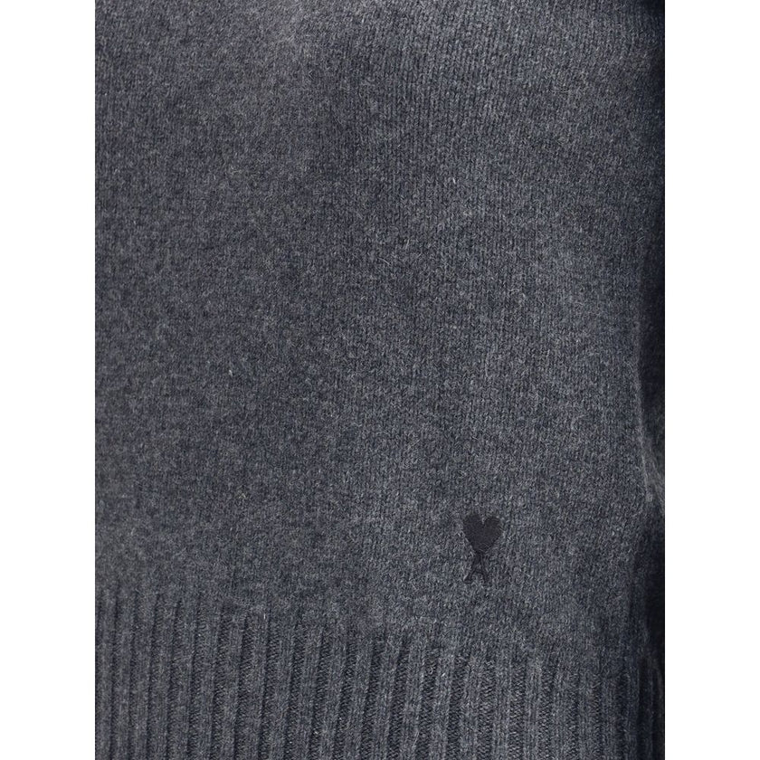 Ami Paris Gray Cashmere Cashmere Sweater - HOLLIN STUDIO