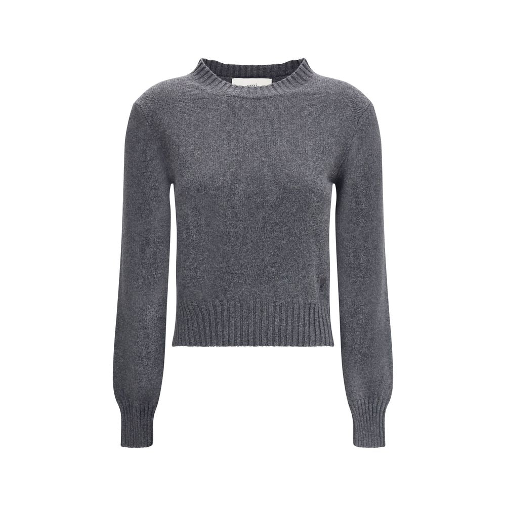 Ami Paris Gray Cashmere Cashmere Sweater - HOLLIN STUDIO