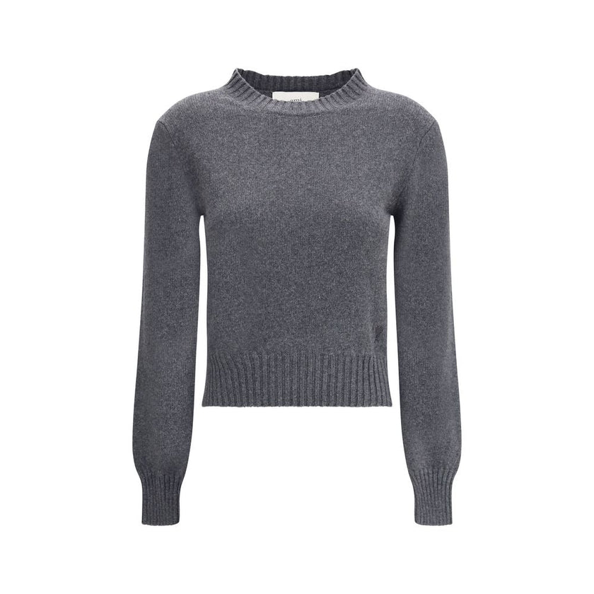 Ami Paris Gray Cashmere Cashmere Sweater - HOLLIN STUDIO