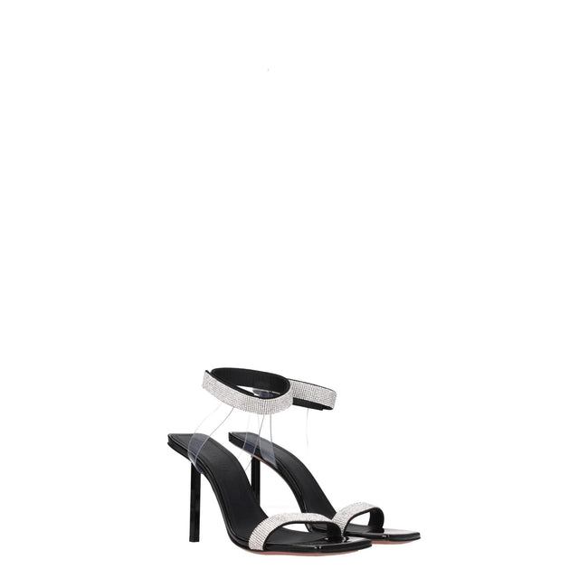 Amina Muaddi Black Crystals Stiletto Heel Sandals - HOLLIN STUDIO