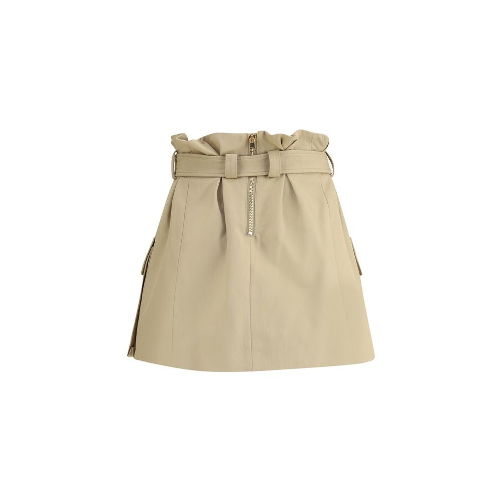 Balmain Beige Cotton Mini Skirt - HOLLIN STUDIO