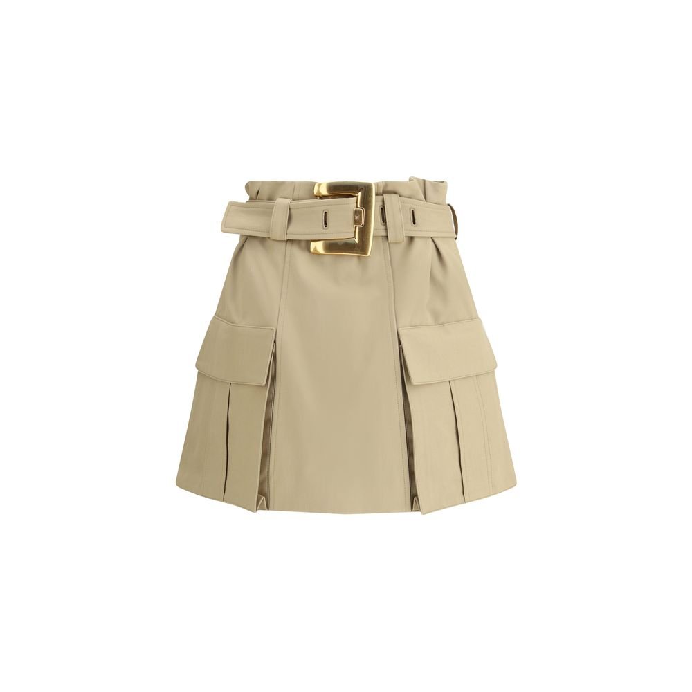 Balmain Beige Cotton Mini Skirt - HOLLIN STUDIO