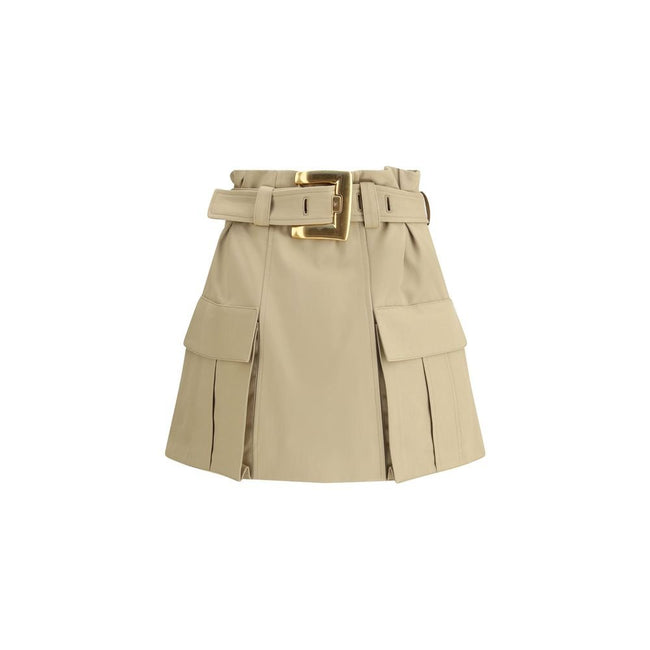 Balmain Beige Cotton Mini Skirt - HOLLIN STUDIO