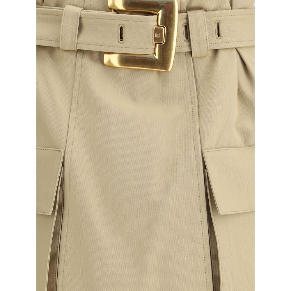 Balmain Beige Cotton Mini Skirt - HOLLIN STUDIO
