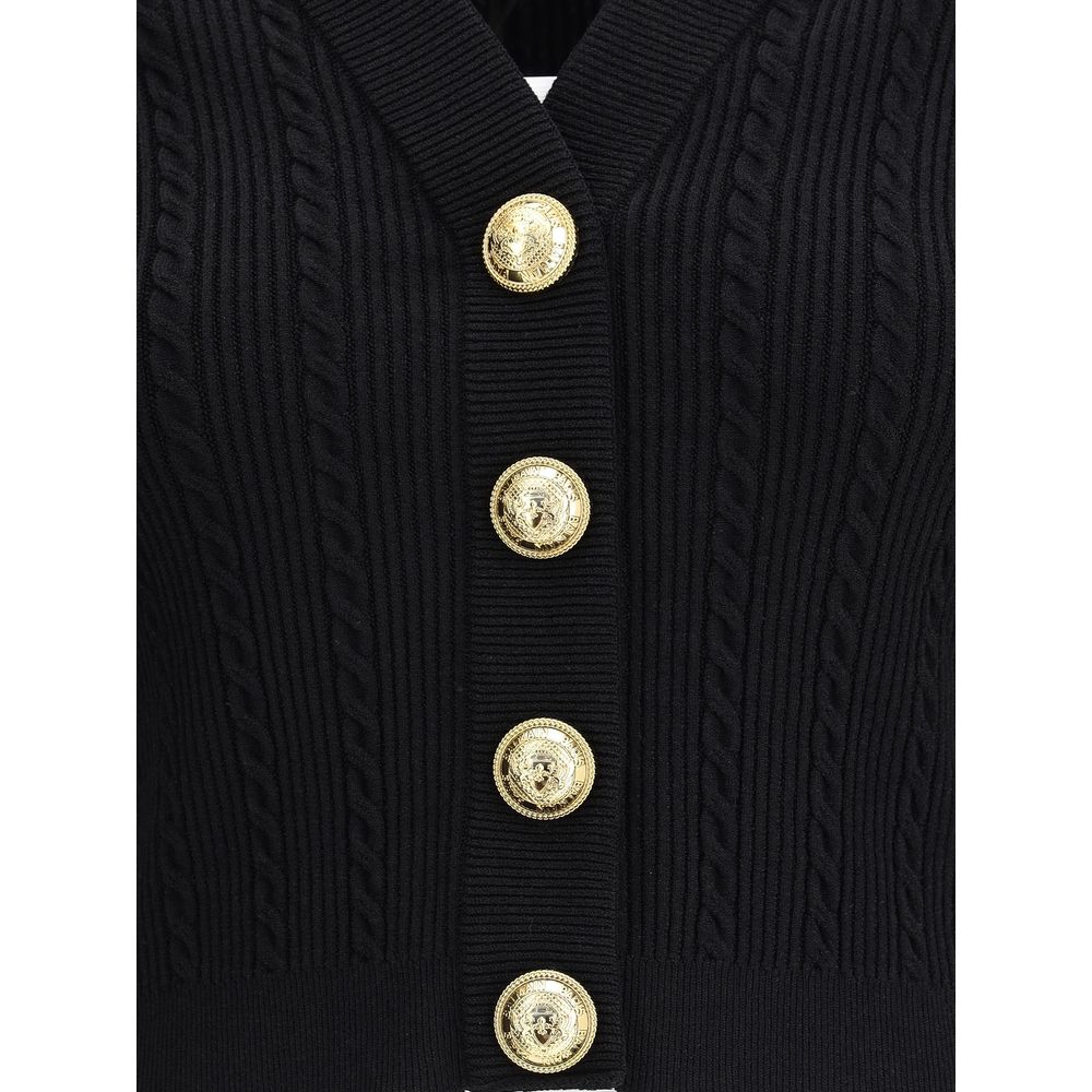 Balmain Black Viscose Cardigan - HOLLIN STUDIO