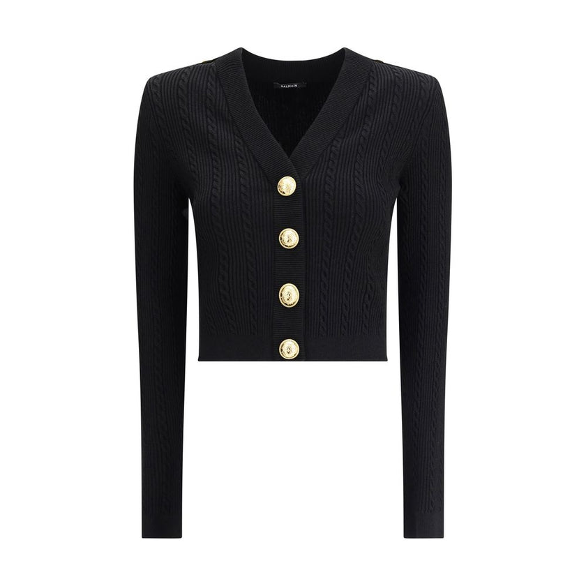 Balmain Black Viscose Cardigan - HOLLIN STUDIO