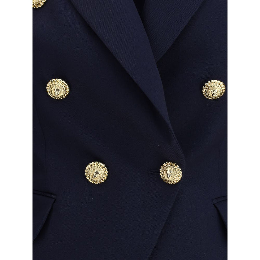 Balmain Blue Fleece Wool Blazer - HOLLIN STUDIO